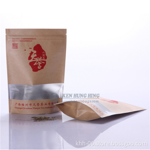 Hot Sale Zip Lock Sealable Stand Up herbal product kraft paper bag